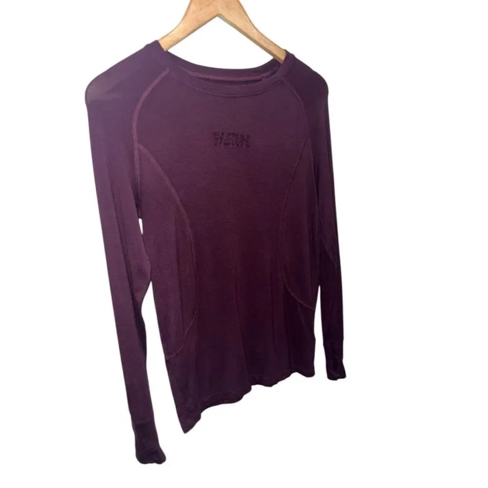 Burn Boot Camp Maroon Long Sleeve Athletic Top Size Small Thumbholes Size Small